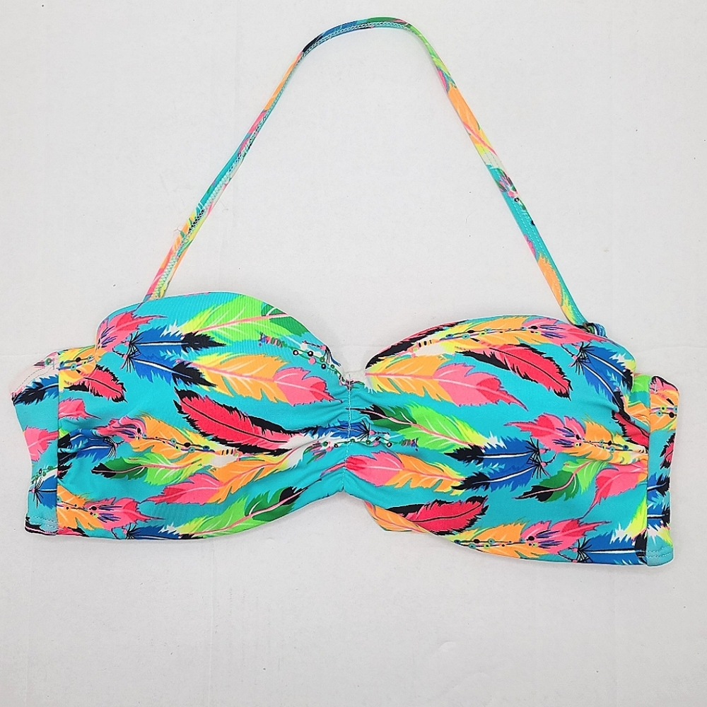 Urban Sea Neon Feathers Padded Bikini Top Size Large